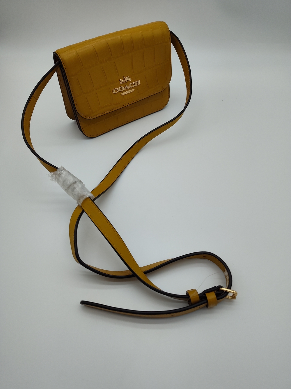 COACH Mini Brynn Crossbody G2179 C5627 NWOT Croc Embossed Mustard Bag - Picture 13 of 16